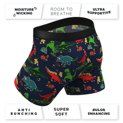The T-Rexmas | Christmas Dinosaur Ball Hammock® Pouch Underwear With Fly - Shinesty