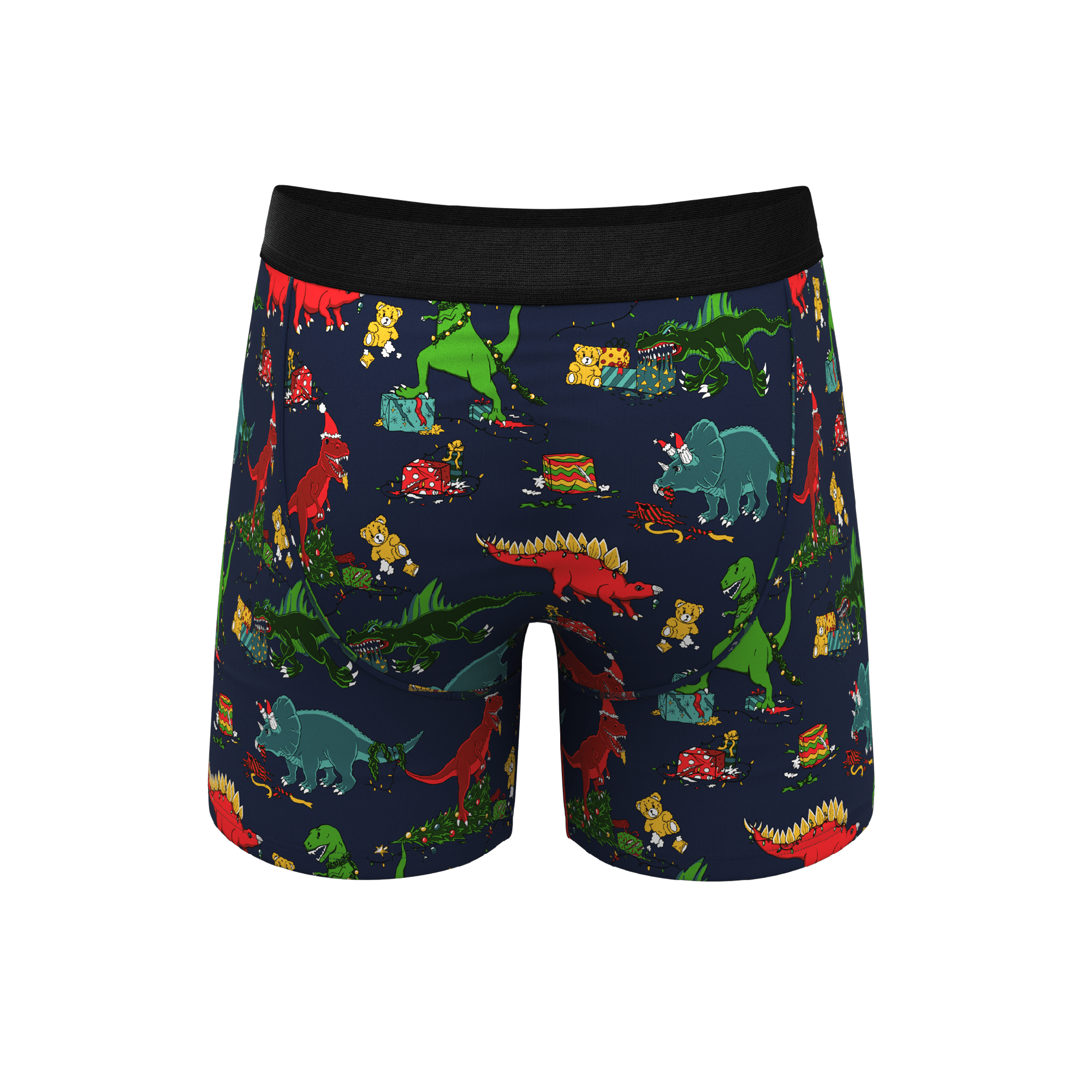 The T-Rexmas | Christmas Dinosaur Ball Hammock® Pouch Underwear With Fly - Shinesty