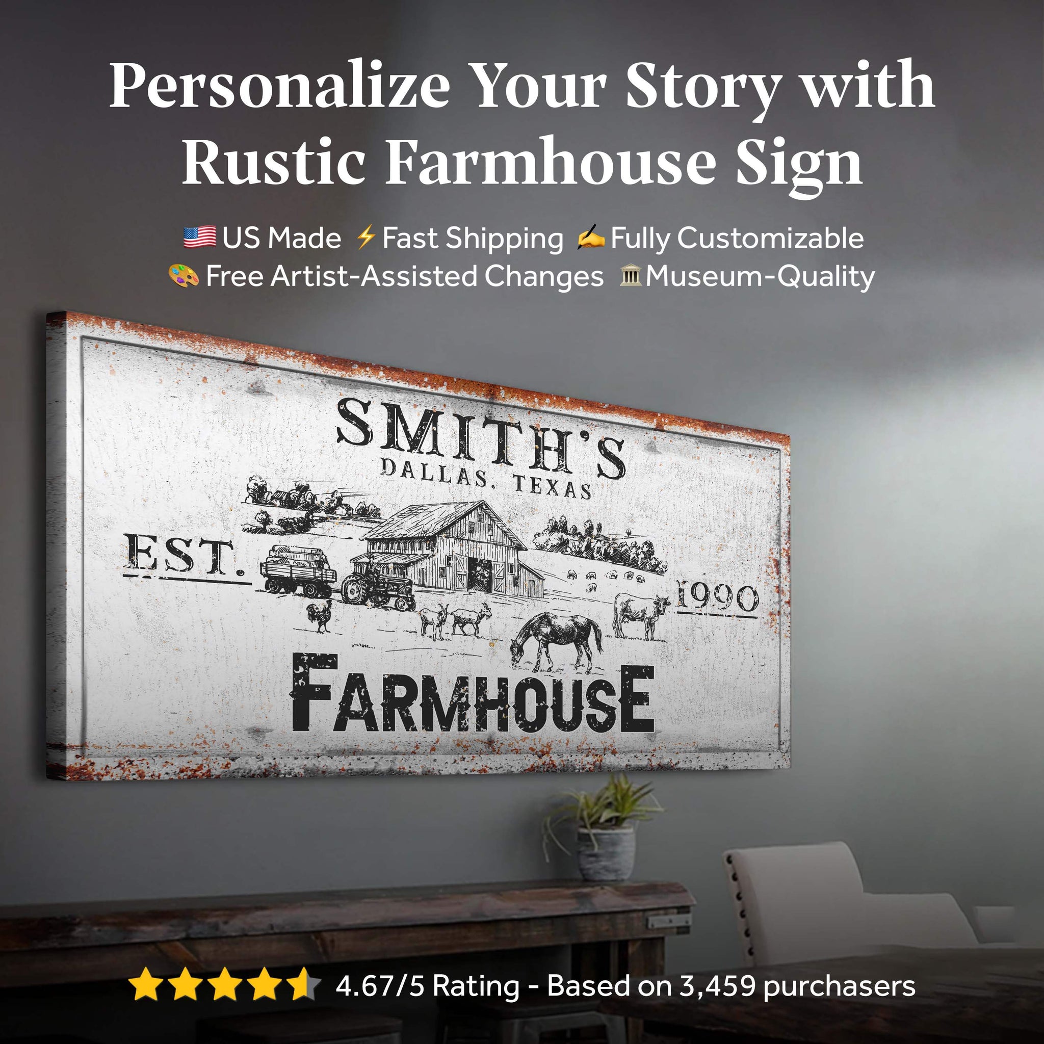 Rustic Farmhouse Personalized Sign II - Tailored Canvases - Flyclothing LLC