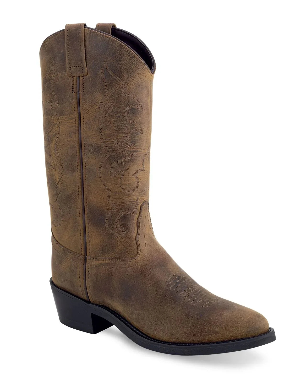 Old West Oily Crunchy Brown Men's Cowboy Work Boots - Old West - Flyclothing LLC
