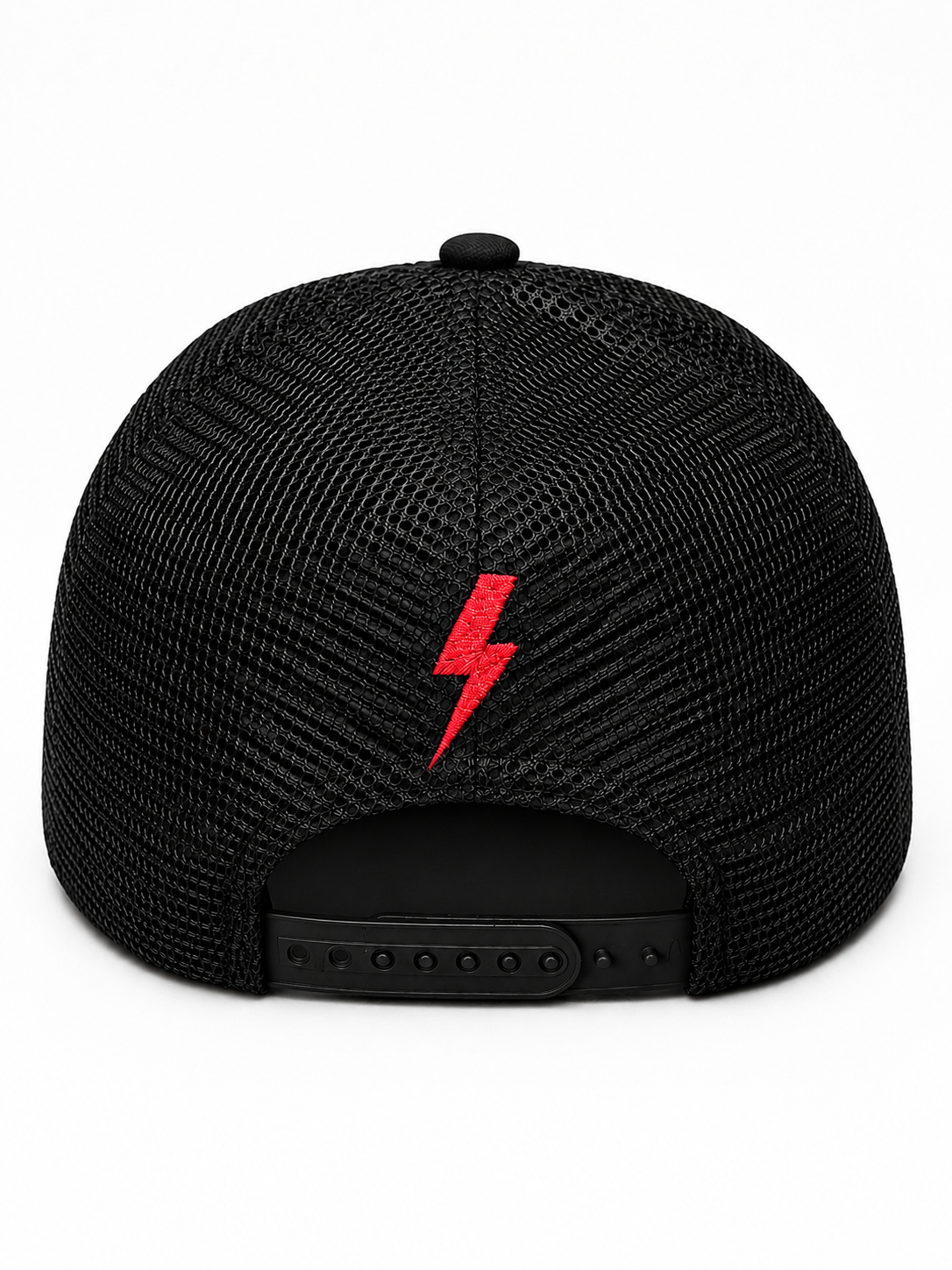 AC/DC Bon Bolt Cut Fabric/Embroidered Black 5 Panel Trucker Hat