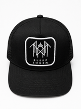 Sleep Token 
Cut Fabric Embroidery Patch,
Screen Print Underbill Black 5 Panel Trucker Hat