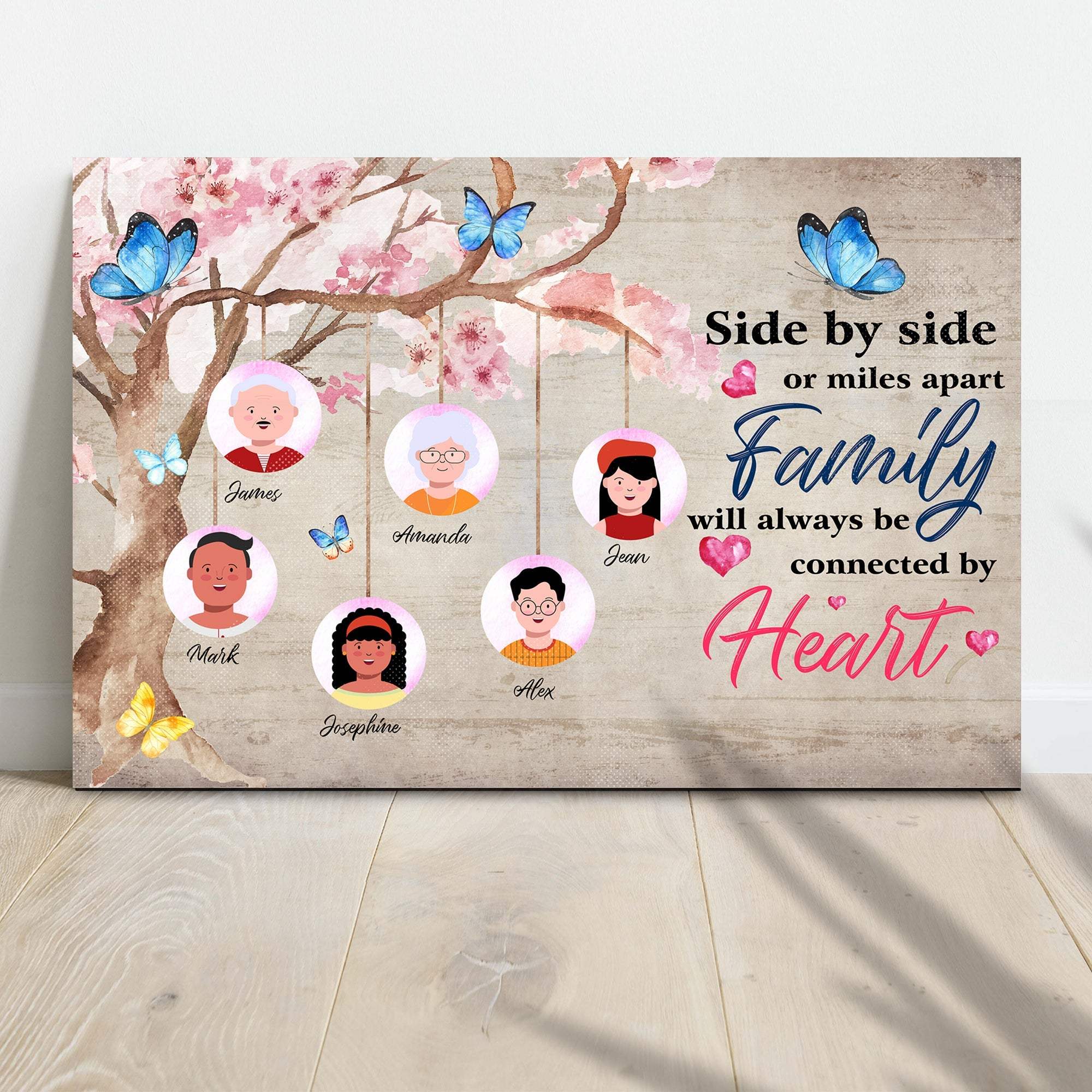 Family Will Always Be Connected By Heart Sign II - Tailored Canvases - Flyclothing LLC
