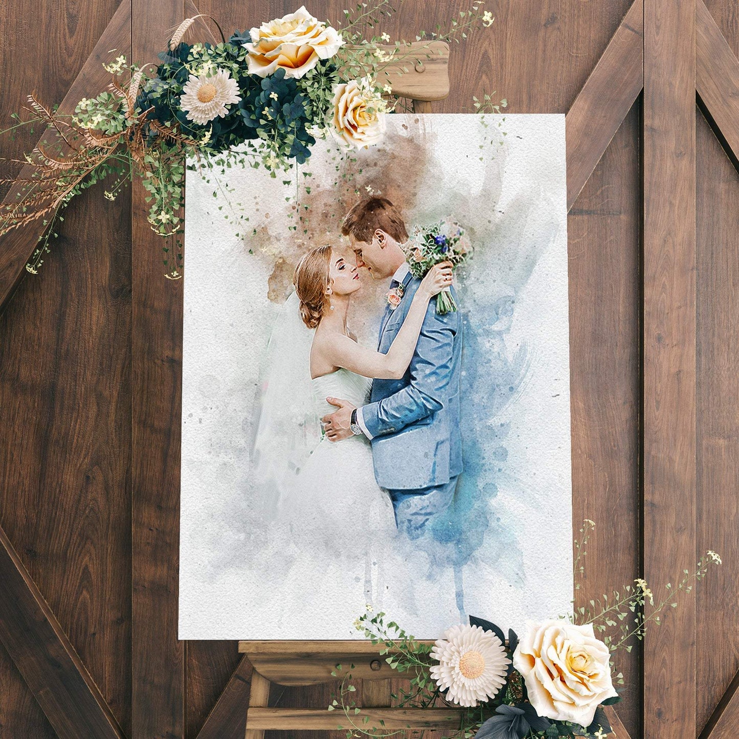 Wedding Watercolor Portrait Sign - Tailored Canvases - Flyclothing LLC