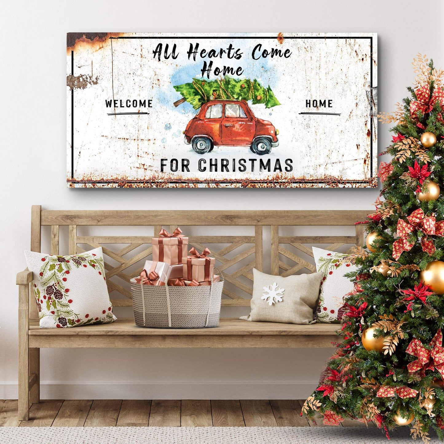 All Hearts Come Home For Christmas Sign - Tailored Canvases - Flyclothing LLC