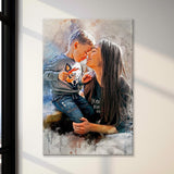 Mother And Son Watercolor Portrait Sign - Tailored Canvases - Flyclothing LLC