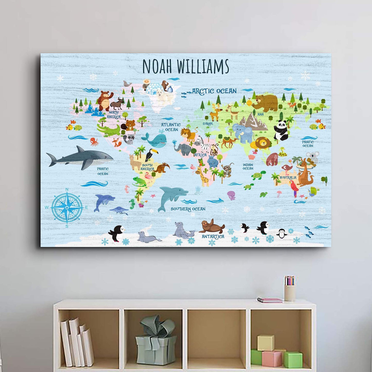 Animals And Countries Map Sign - Tailored Canvases - Flyclothing LLC