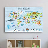 Animals And Countries Map Sign - Tailored Canvases - Flyclothing LLC