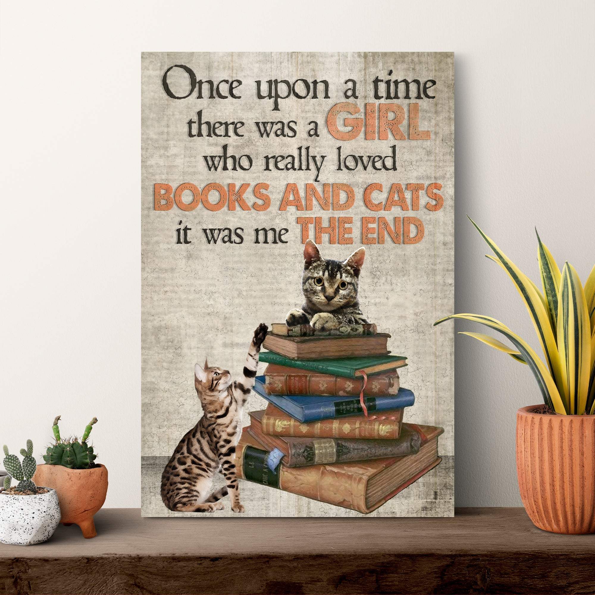 Once Upon A Time There Was A Girl Who Really Loved Books And Cats Sign - Tailored Canvases - Flyclothing LLC