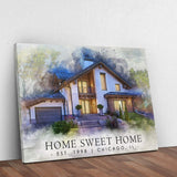 Home Sweet Home Watercolor Sign II - Tailored Canvases - Flyclothing LLC