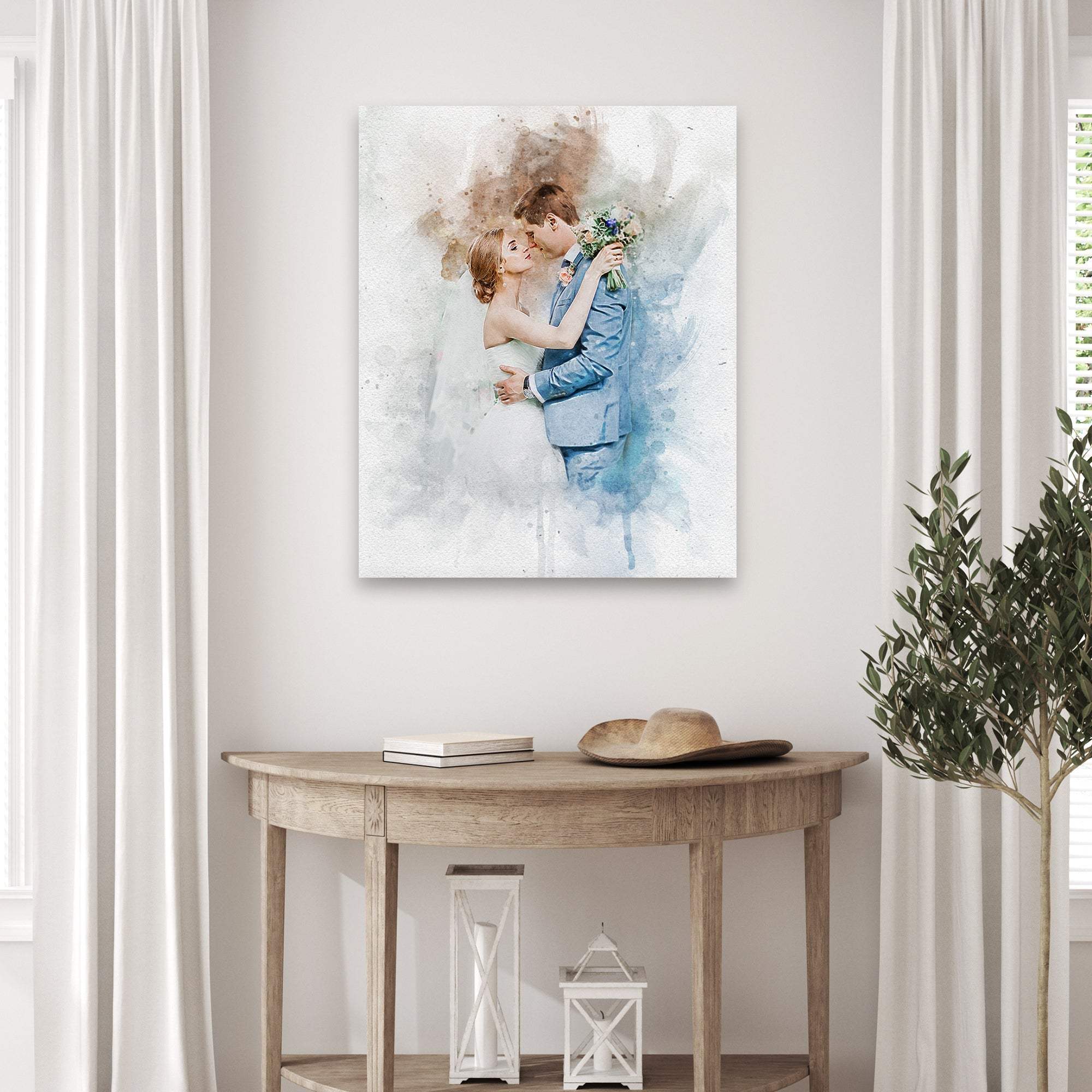Wedding Watercolor Portrait Sign - Tailored Canvases - Flyclothing LLC