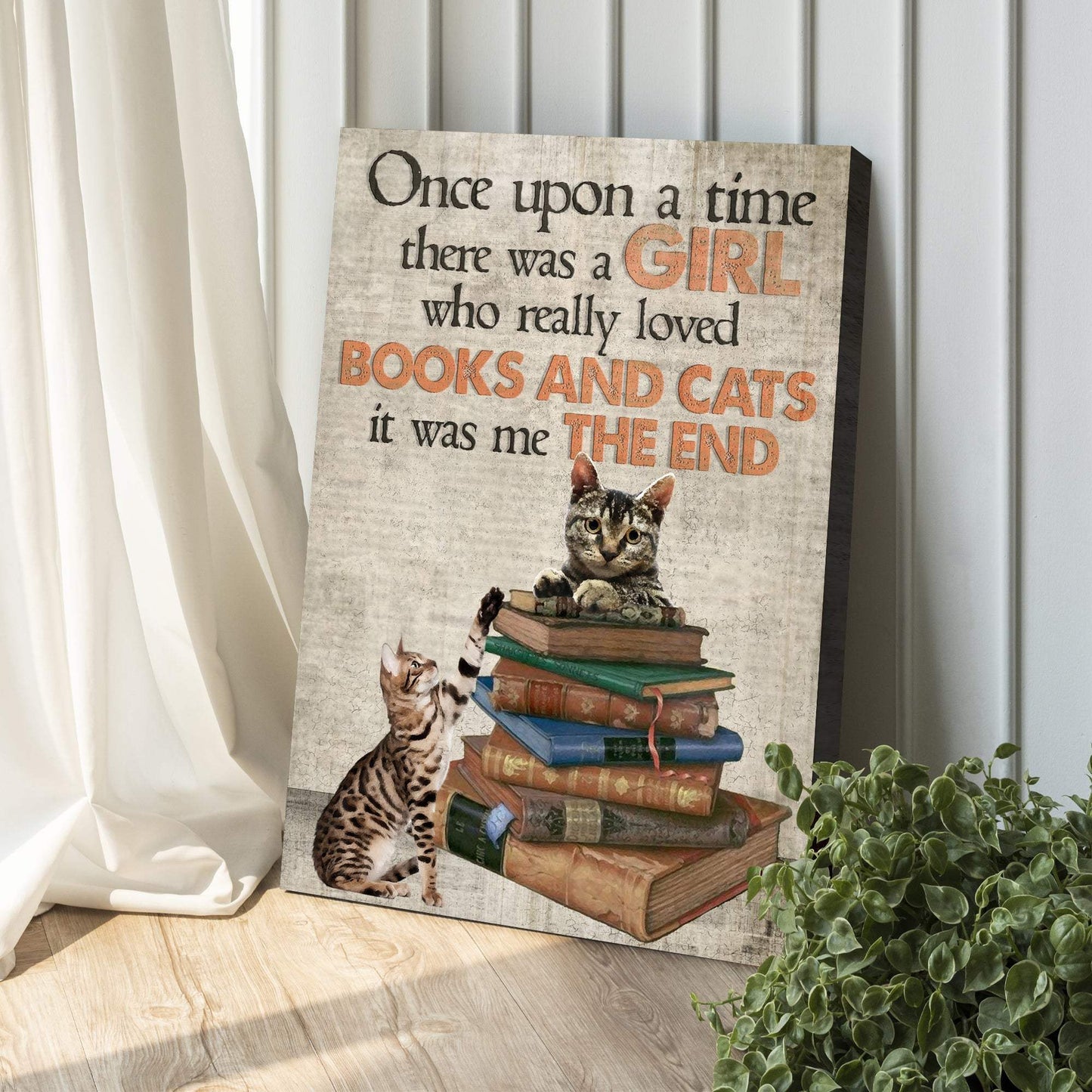 Once Upon A Time There Was A Girl Who Really Loved Books And Cats Sign - Tailored Canvases - Flyclothing LLC