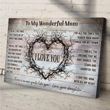 To My Wonderful Mom Happy Mother's Day Sign - Tailored Canvases - Flyclothing LLC