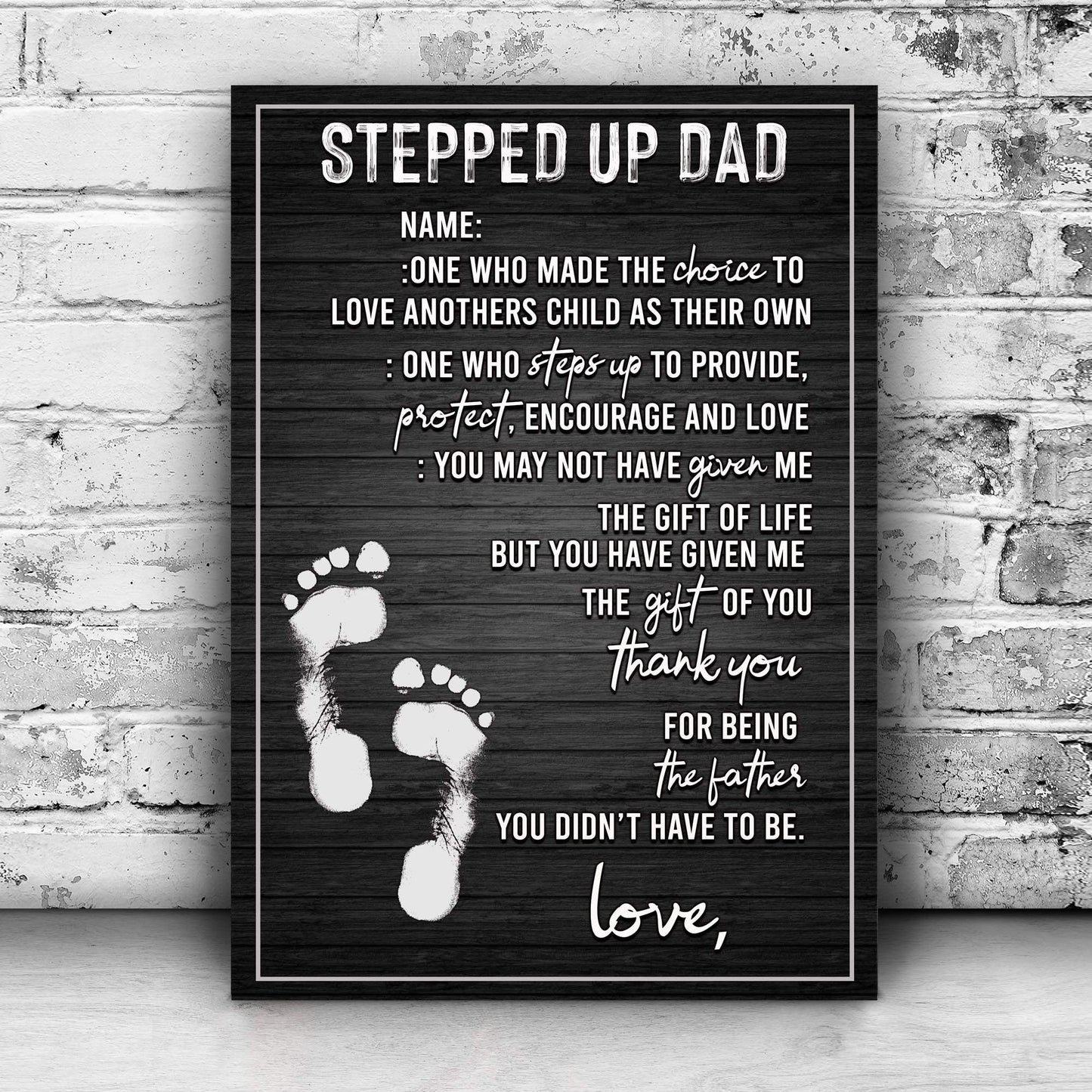 Stepped Up Dad Happy Father's Day Sign - Tailored Canvases - Flyclothing LLC
