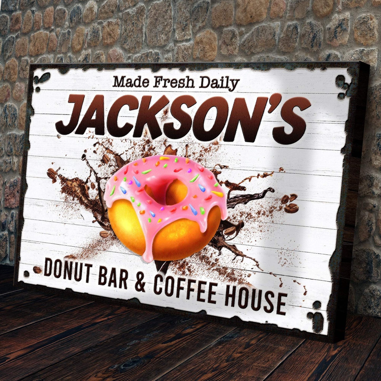 Donut Bar And Coffee House Made Fresh Daily Sign - Tailored Canvases - Flyclothing LLC