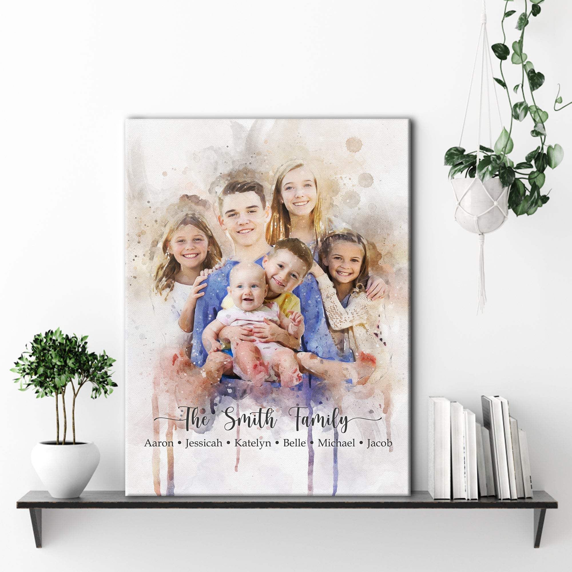Watercolor Family Portrait Sign - Tailored Canvases - Flyclothing LLC