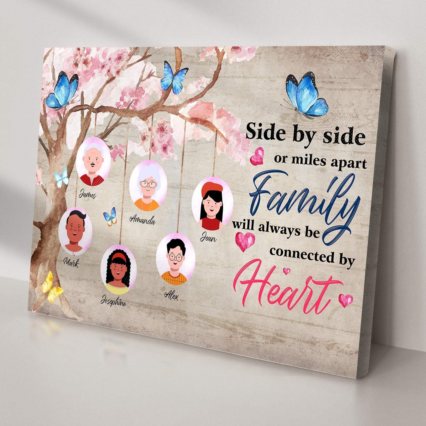 Family Will Always Be Connected By Heart Sign II - Tailored Canvases - Flyclothing LLC
