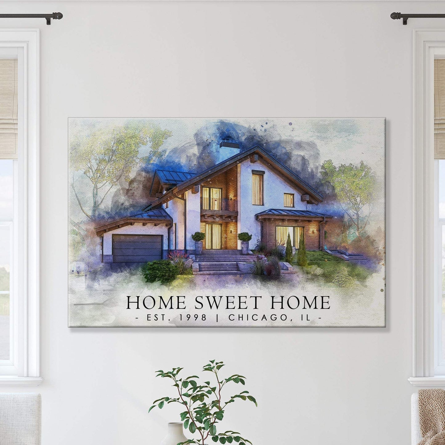 Home Sweet Home Watercolor Sign II - Tailored Canvases - Flyclothing LLC