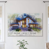 Home Sweet Home Watercolor Sign II - Tailored Canvases - Flyclothing LLC