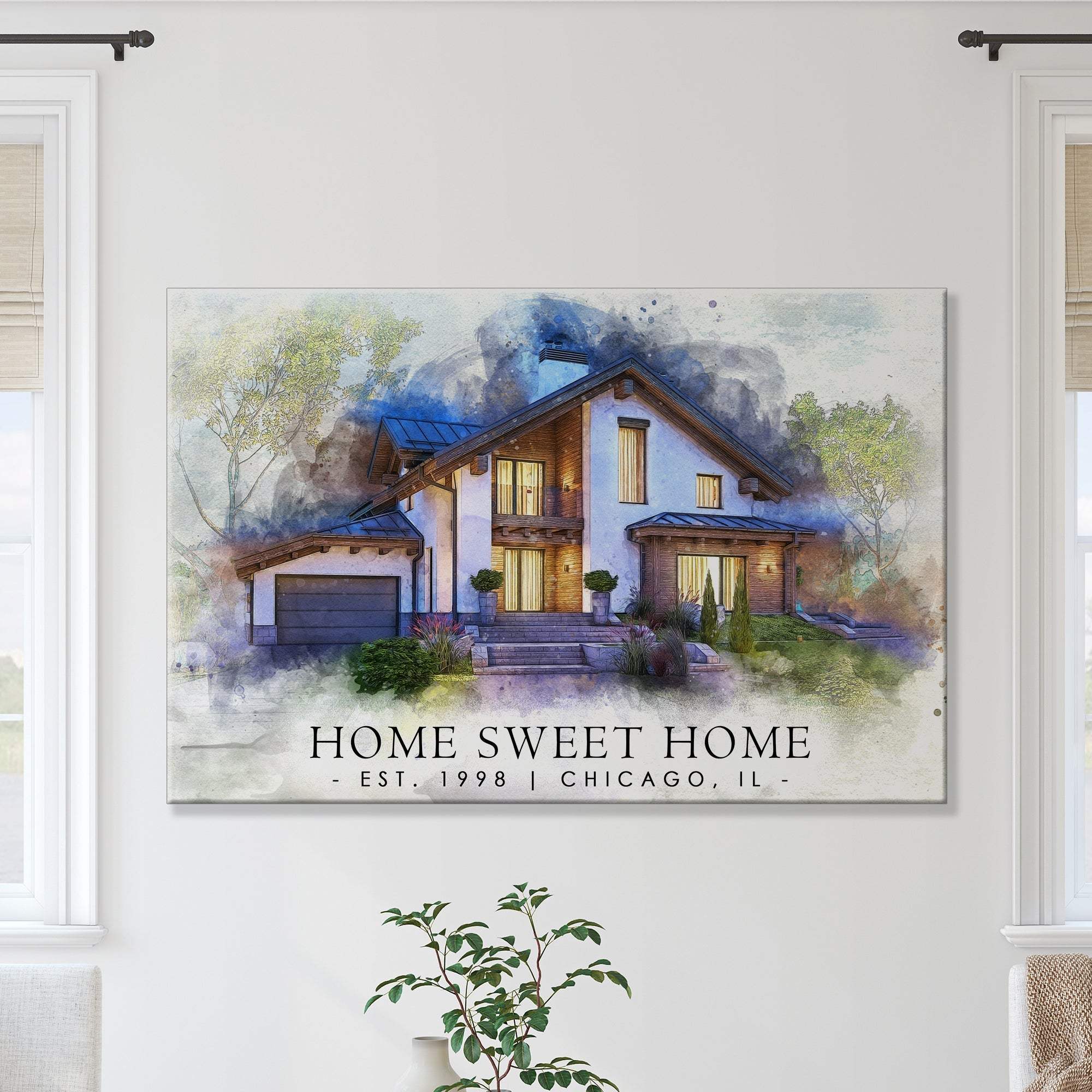 Home Sweet Home Watercolor Sign II - Tailored Canvases - Flyclothing LLC