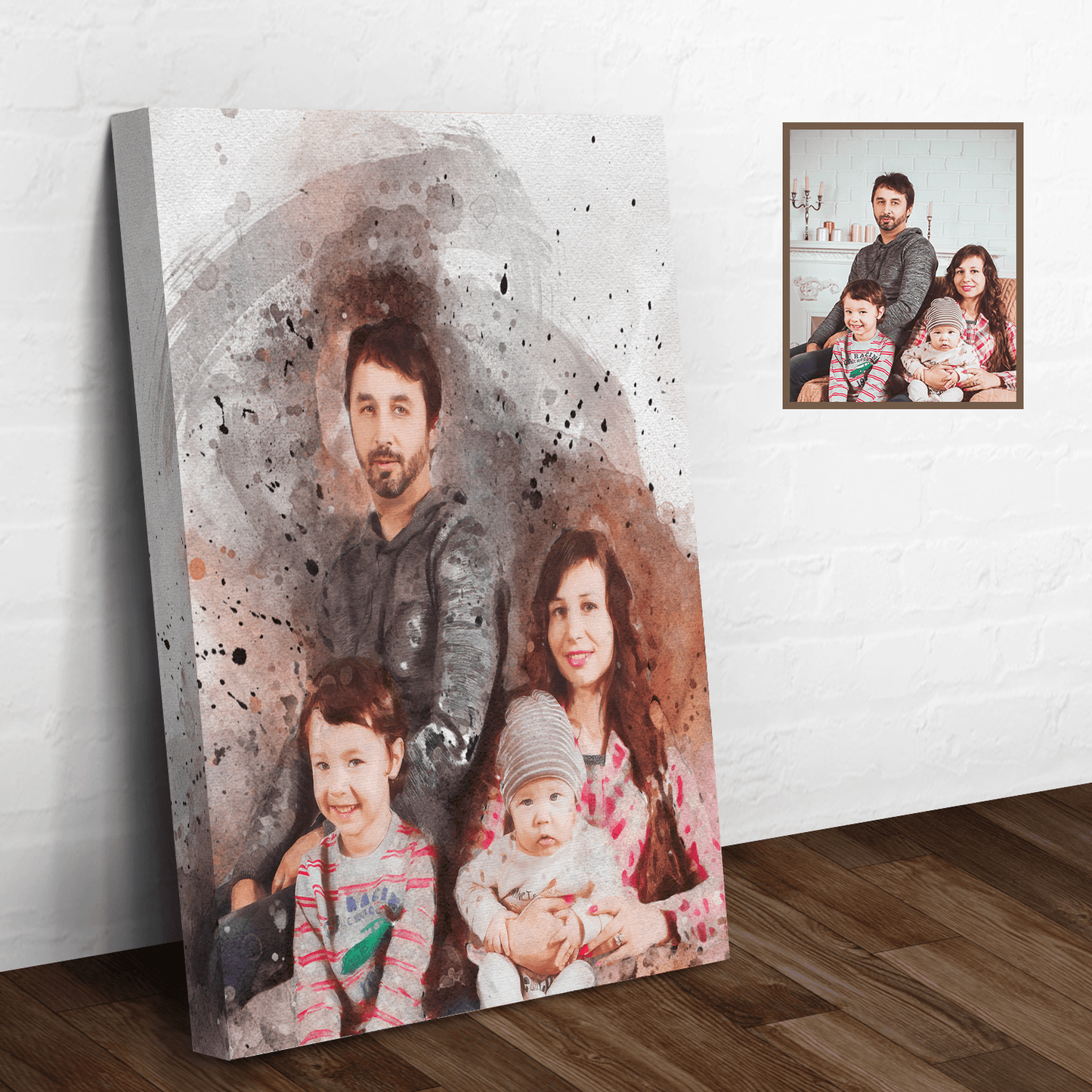 Family Watercolor Portrait Sign - Tailored Canvases - Flyclothing LLC