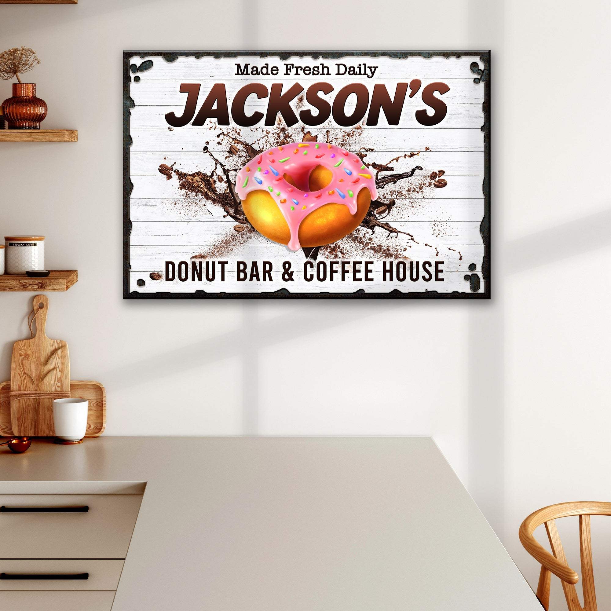 Donut Bar And Coffee House Made Fresh Daily Sign - Tailored Canvases - Flyclothing LLC