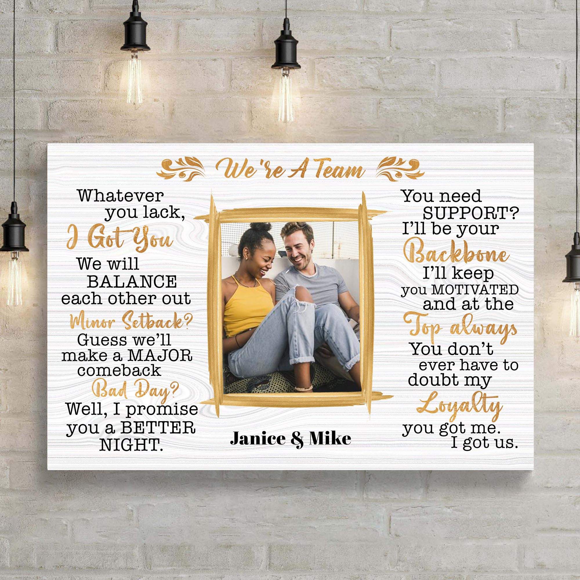 We're A Team Couple Sign IV - Tailored Canvases - Flyclothing LLC