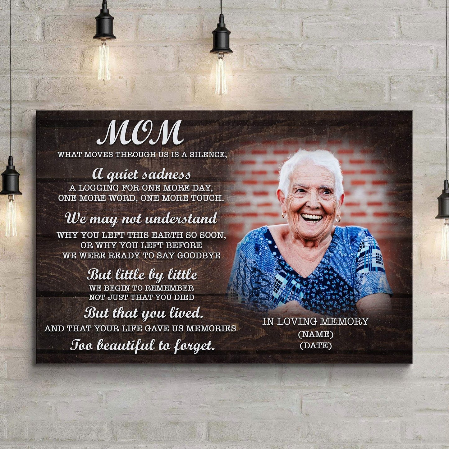 Mom, You're Too Beautiful To Forget Happy Mother's Day Sign - Tailored Canvases - Flyclothing LLC