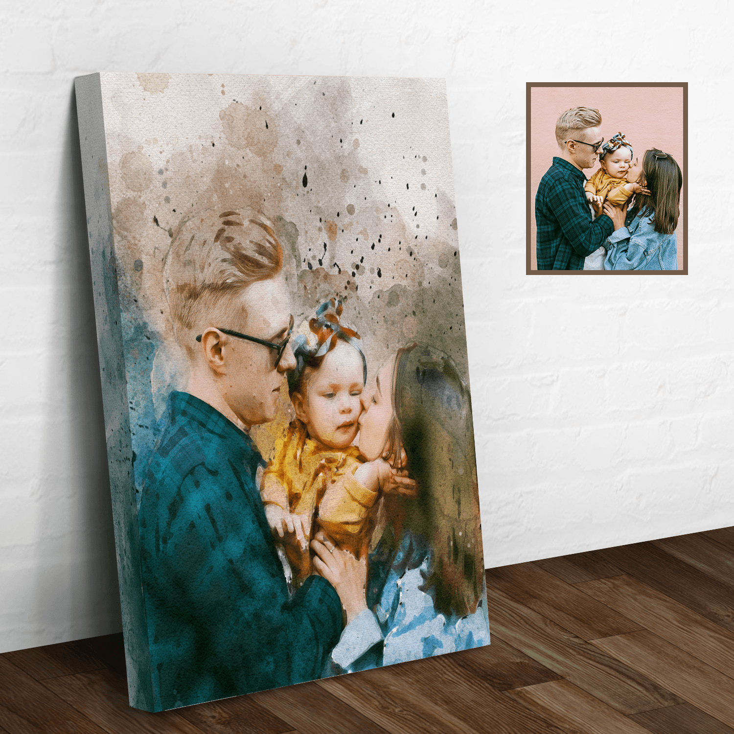 Family Watercolor Portrait Sign - Tailored Canvases - Flyclothing LLC