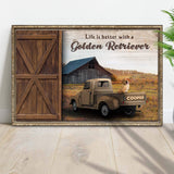 Life Is Better With A Golden Retriever Sign II - Tailored Canvases - Flyclothing LLC