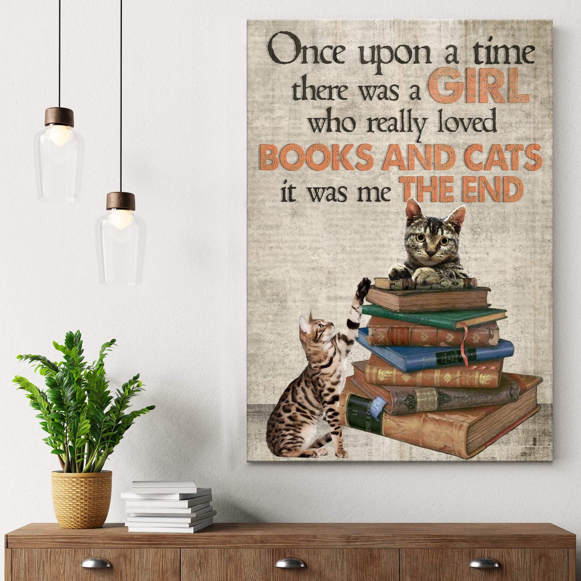 Once Upon A Time There Was A Girl Who Really Loved Books And Cats Sign - Tailored Canvases - Flyclothing LLC