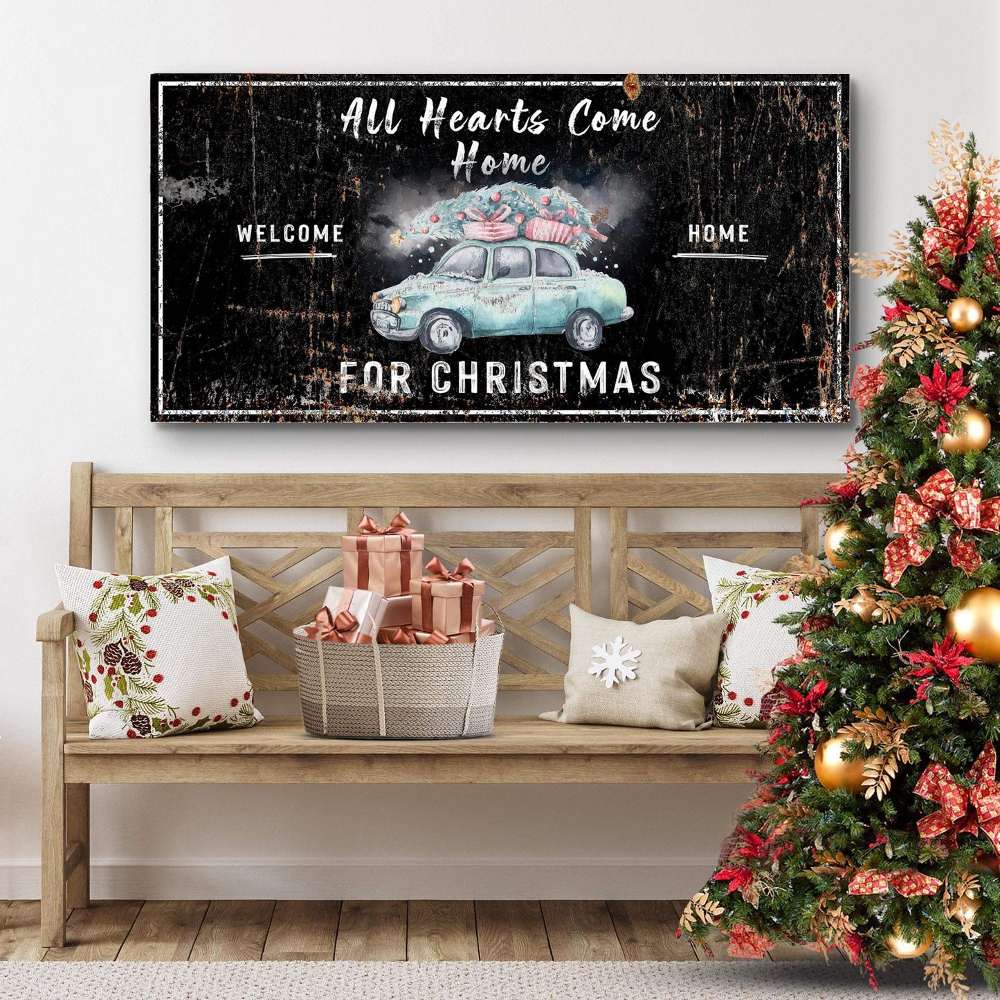 All Hearts Come Home For Christmas Sign - Tailored Canvases - Flyclothing LLC
