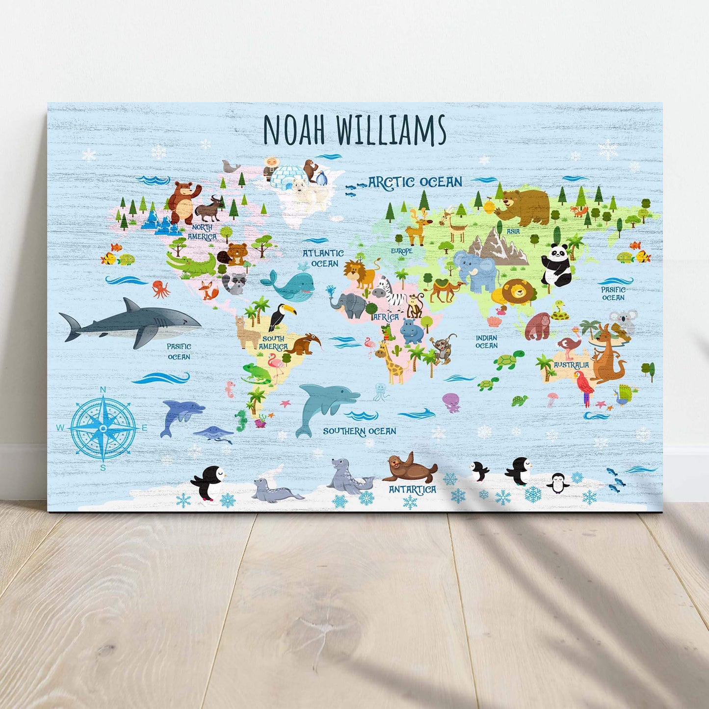 Animals And Countries Map Sign - Tailored Canvases - Flyclothing LLC