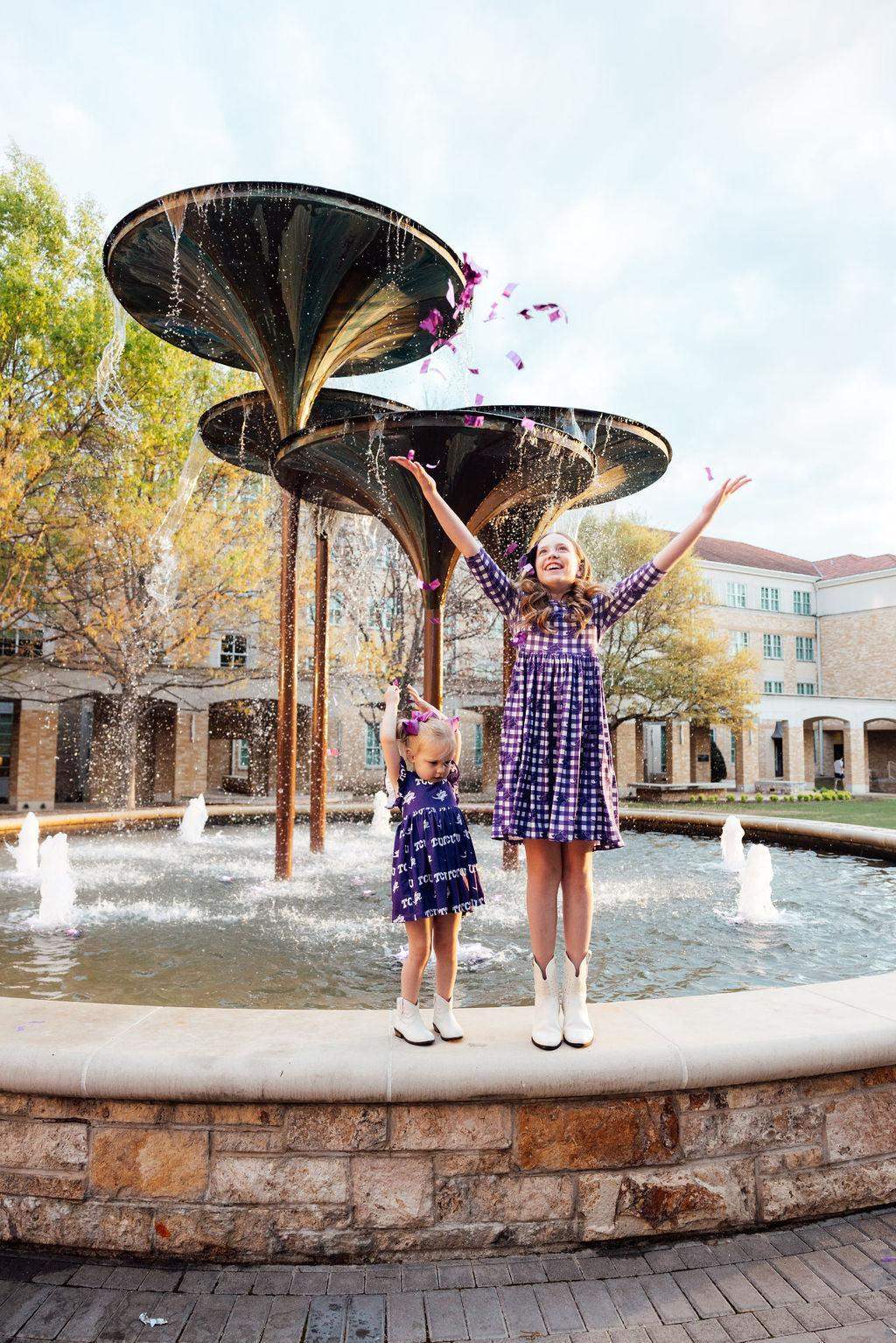 TCU Plaid Frog 3/4 Sleeve Pocket Twirl Dress - Mila & Rose ® - Flyclothing LLC