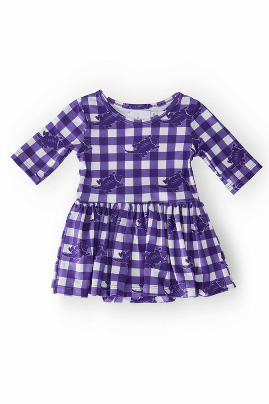 TCU Plaid Frog 3/4 Sleeve Twirl Bodysuit - Mila & Rose ® - Flyclothing LLC