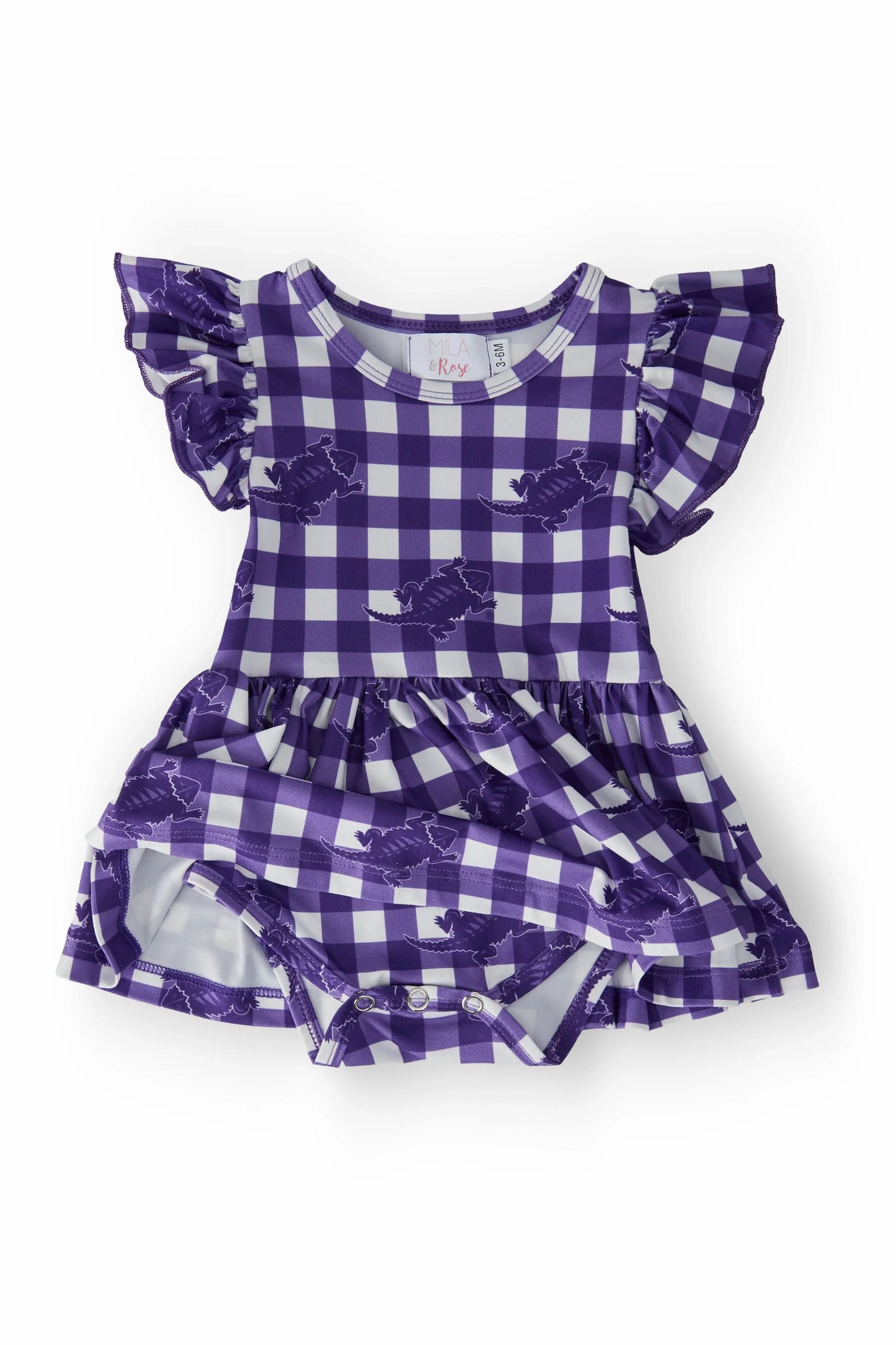 TCU Plaid Frog Flutter Twirl Bodysuit - Mila & Rose ® - Flyclothing LLC