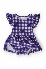 TCU Plaid Frog Flutter Twirl Bodysuit - Mila & Rose ® - Flyclothing LLC