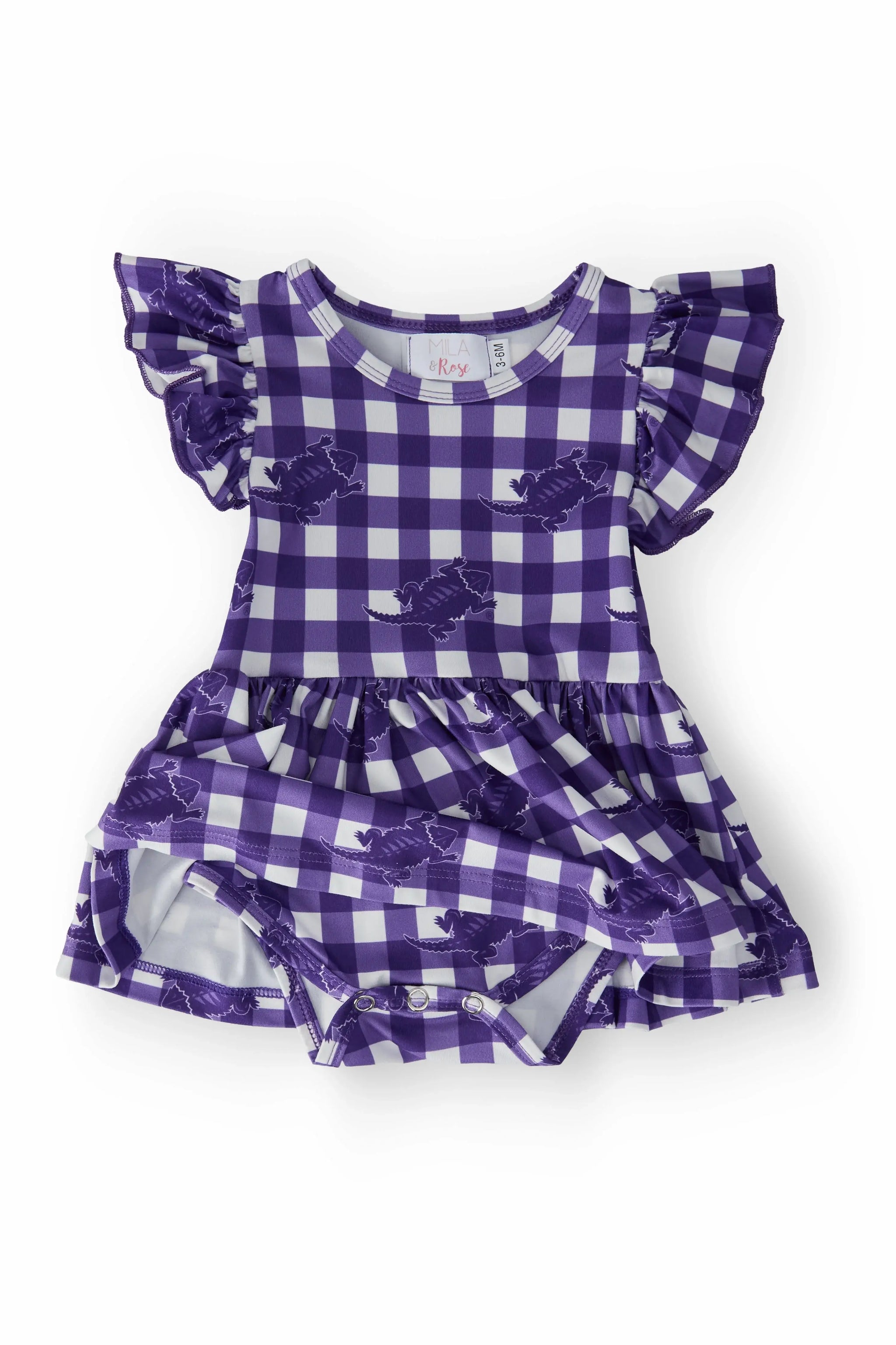 TCU Plaid Frog Flutter Twirl Bodysuit - Mila & Rose ® - Flyclothing LLC