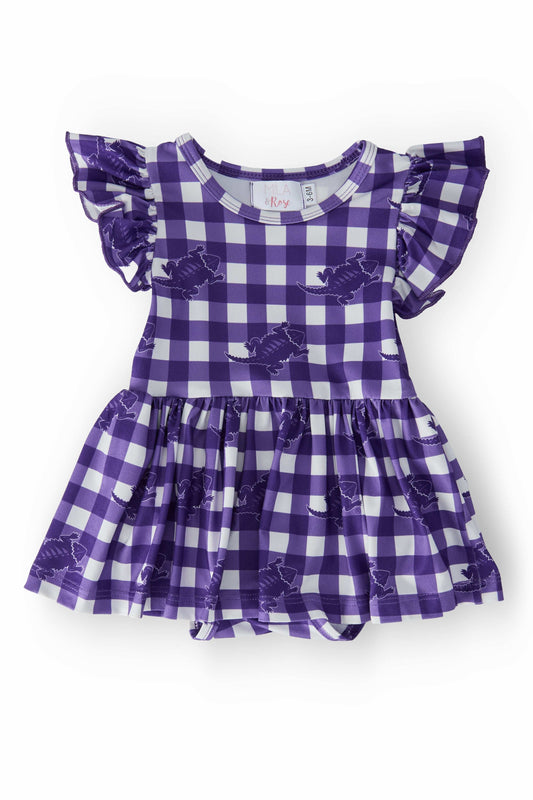 TCU Plaid Frog Flutter Twirl Bodysuit - Mila & Rose ® - Flyclothing LLC