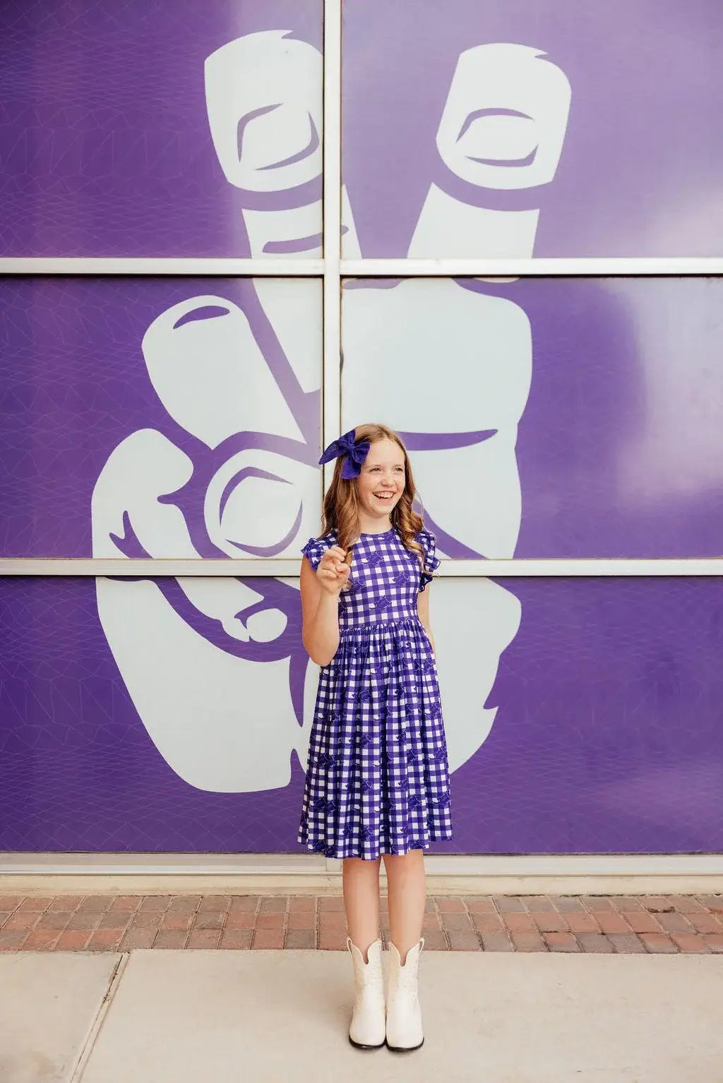TCU Plaid Frog Flutter Twirl Dress - Mila & Rose ® - Flyclothing LLC