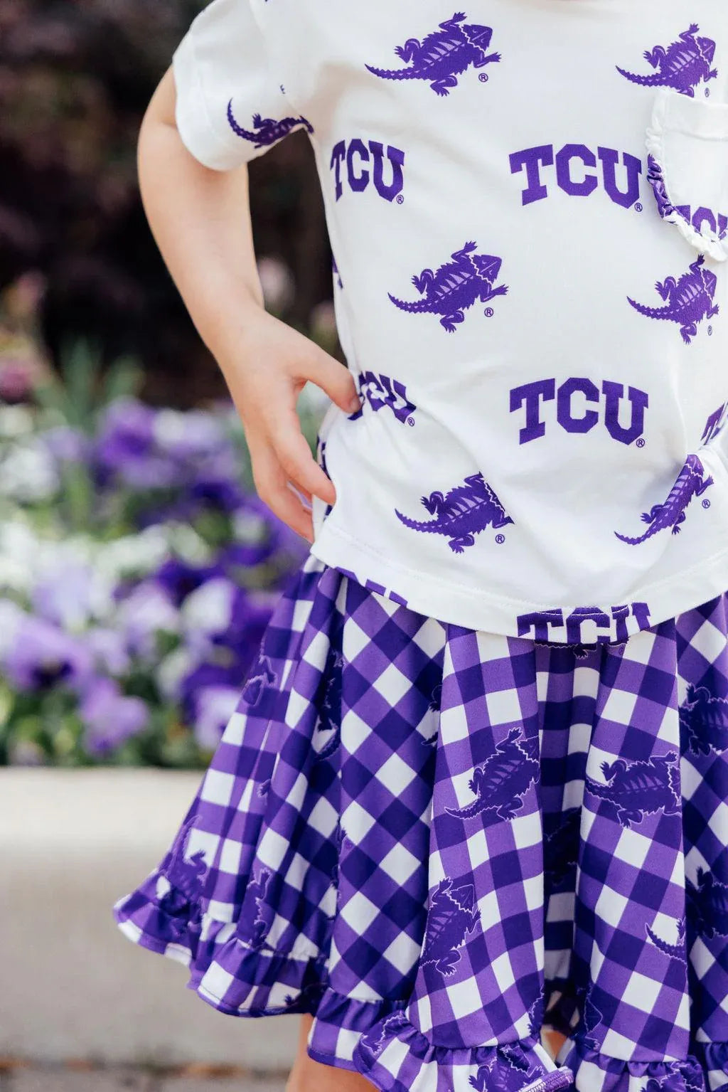 TCU Plaid Frog Ruffle Twirl Skort - Mila & Rose ® - Flyclothing LLC
