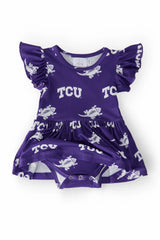 TCU Purple Frog Flutter Twirl Bodysuit - Mila & Rose ® - Flyclothing LLC