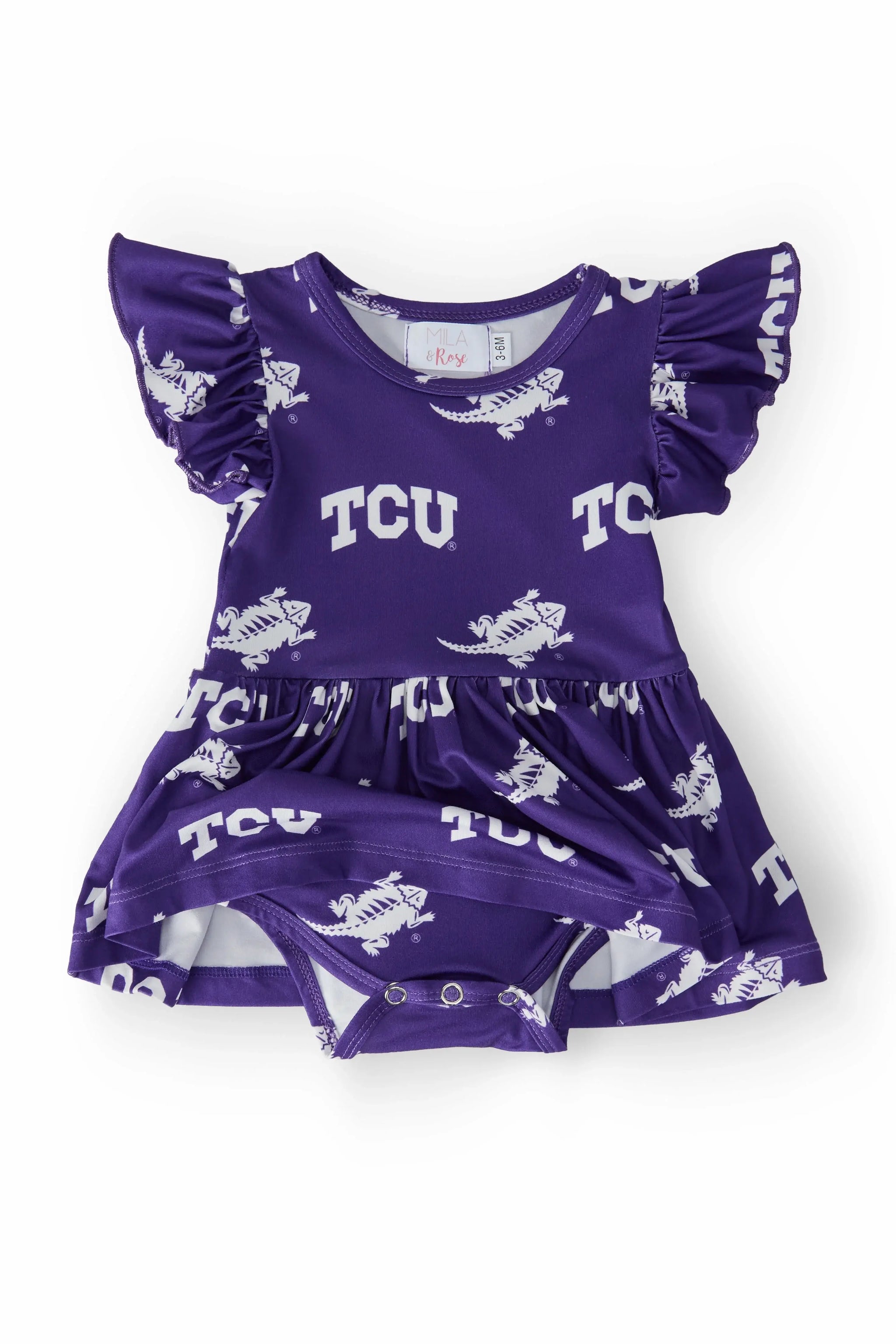 TCU Purple Frog Flutter Twirl Bodysuit - Mila & Rose ® - Flyclothing LLC