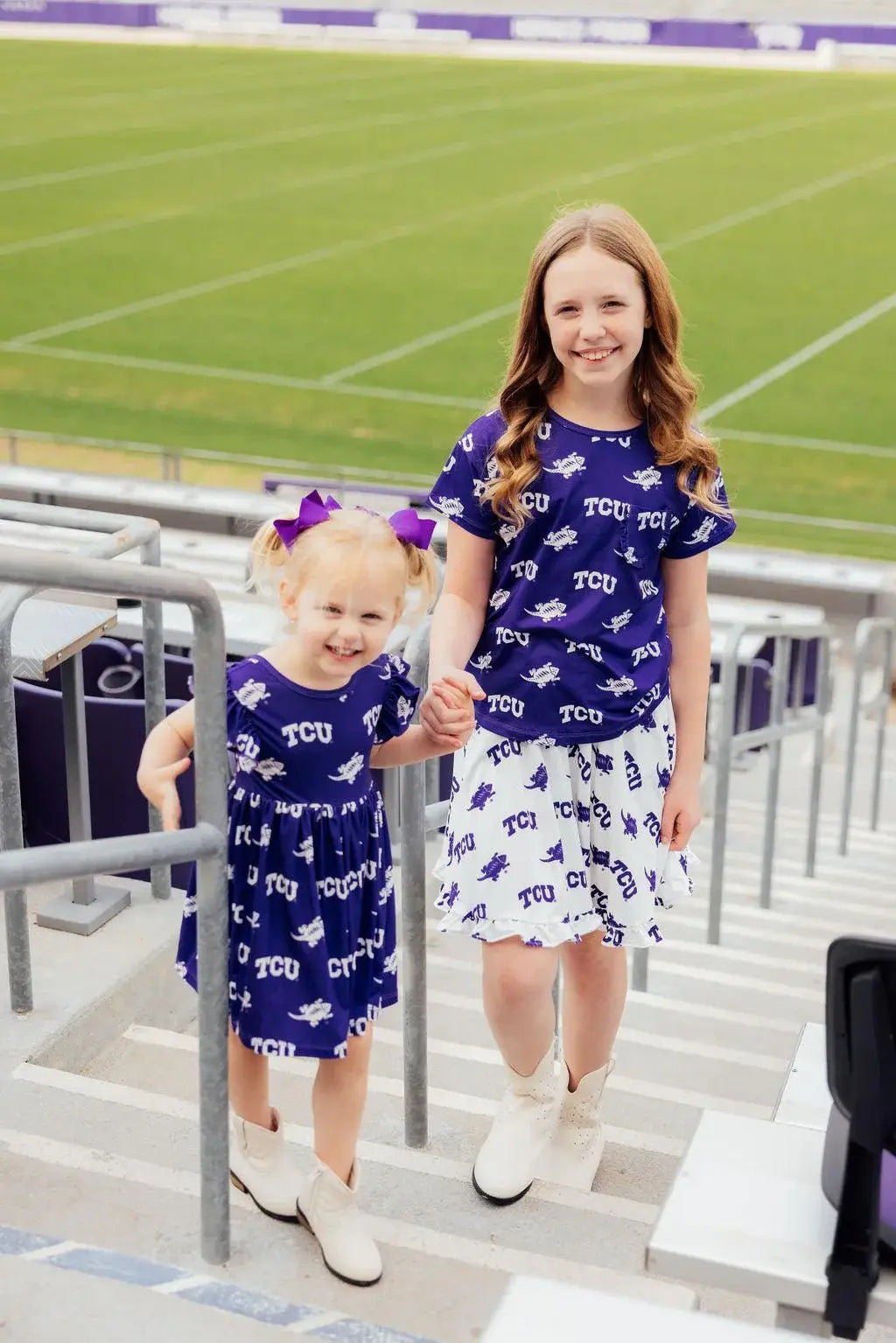TCU Purple Frog Ruffle Pocket Tee - Mila & Rose ® - Flyclothing LLC