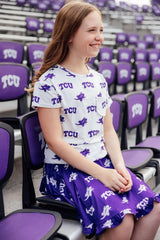 TCU Purple Frog Ruffle Twirl Skort - Mila & Rose ® - Flyclothing LLC