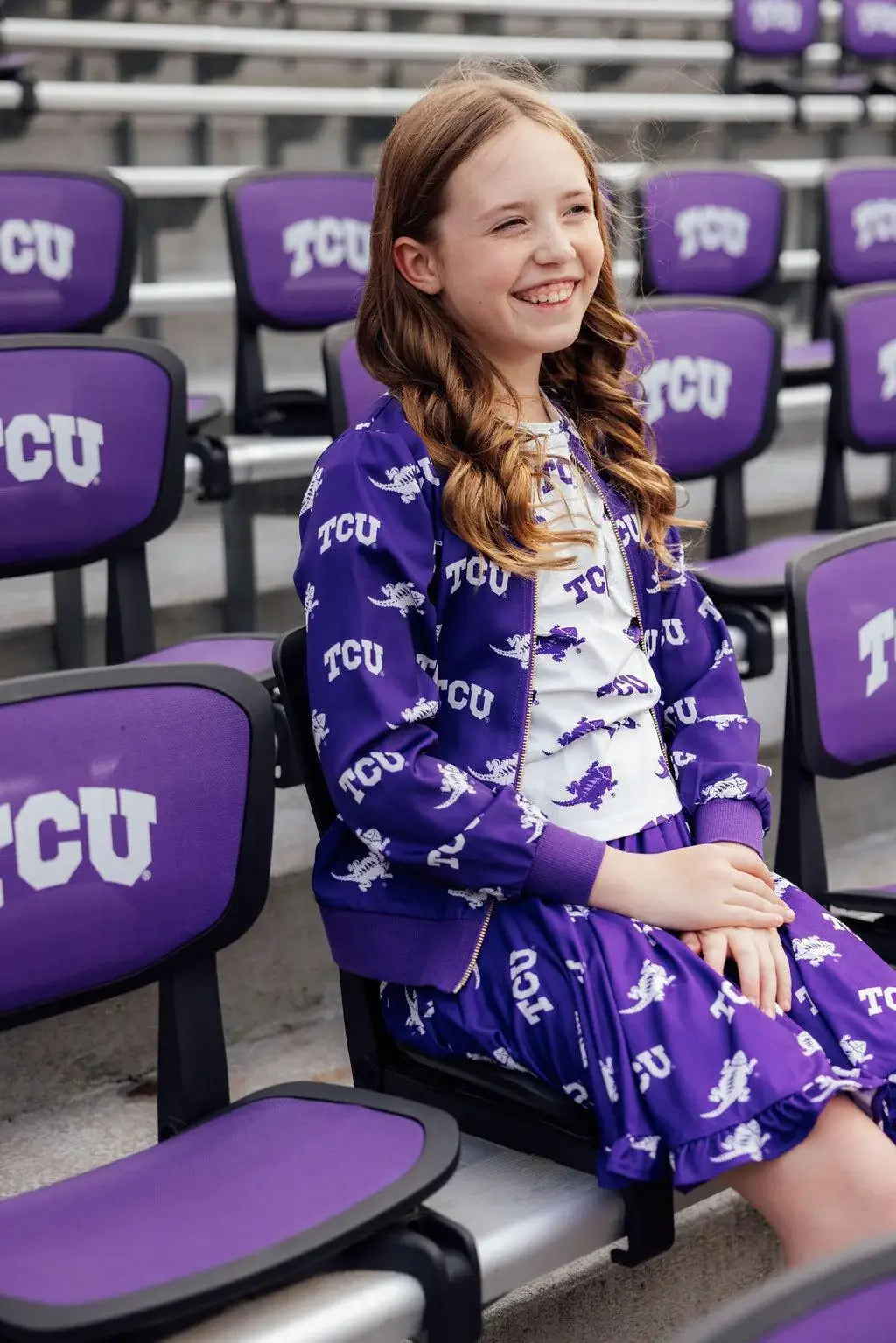TCU Purple Frog Ruffle Twirl Skort - Mila & Rose ® - Flyclothing LLC