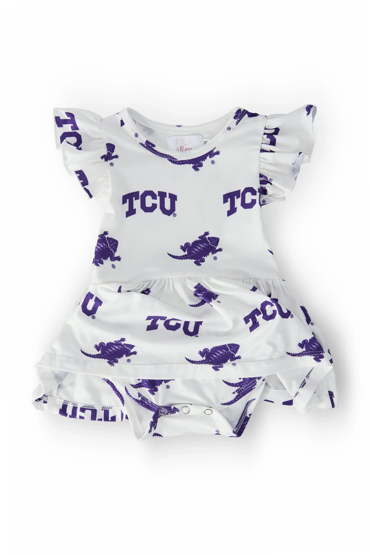 TCU White Frog Flutter Twirl Bodysuit - Mila & Rose ® - Flyclothing LLC