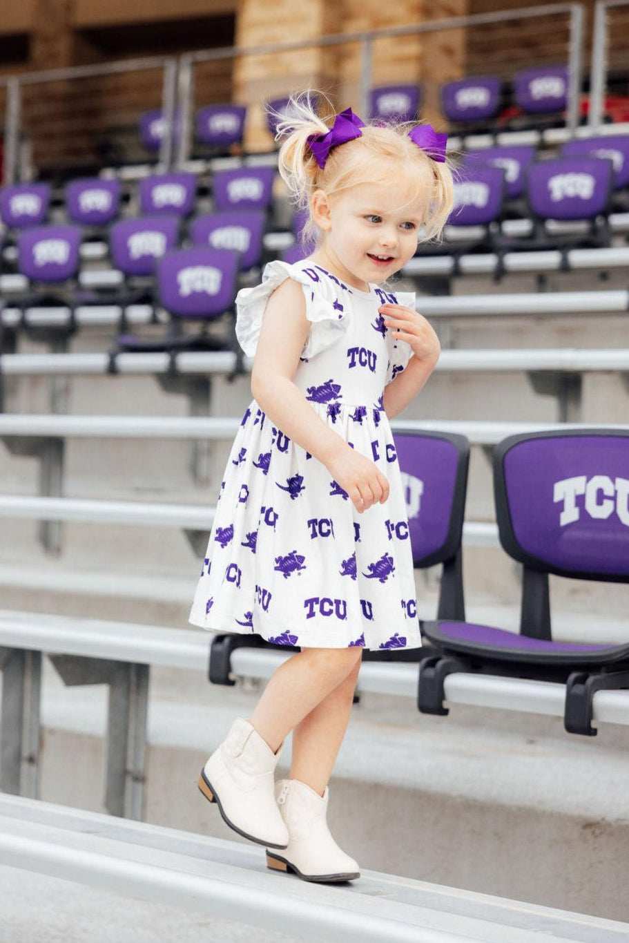 TCU White Frog Flutter Twirl Dress - Mila & Rose ® - Flyclothing LLC