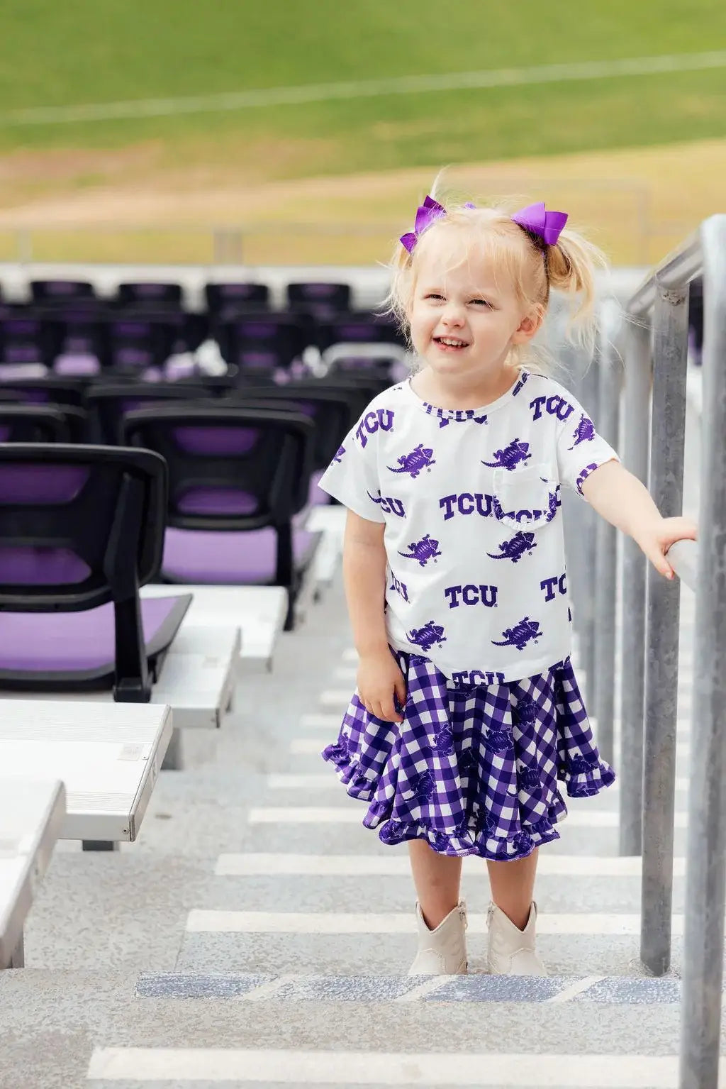 TCU White Frog Ruffle Pocket Tee - Mila & Rose ® - Flyclothing LLC