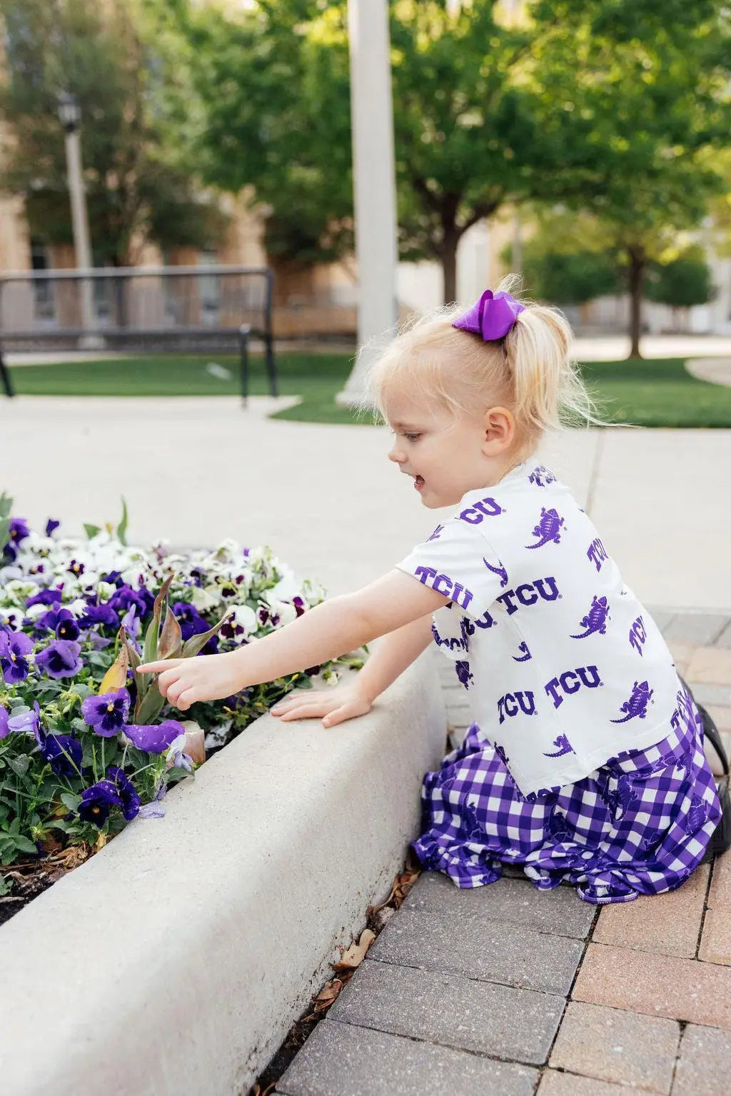 TCU White Frog Ruffle Pocket Tee - Mila & Rose ® - Flyclothing LLC